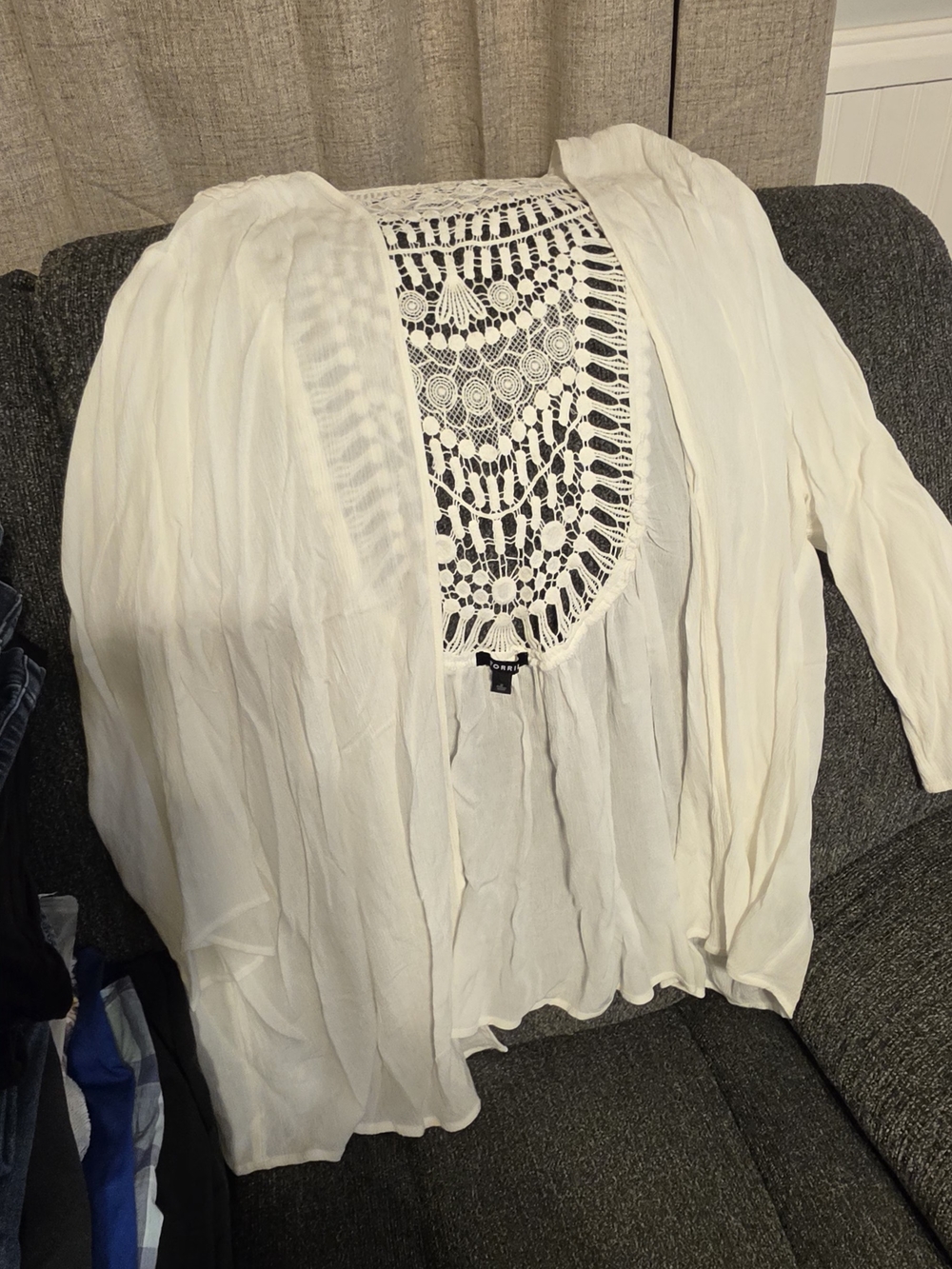 torrid Cream Crochet Yoke Swim Coverup